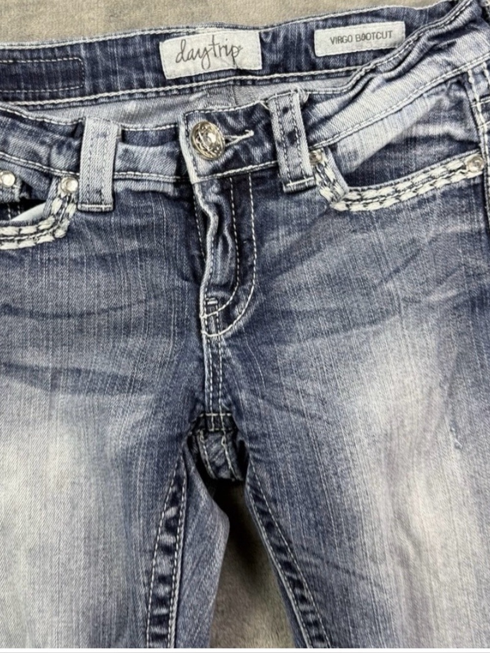 Daytrip Virgo Bootcut Women’s Jeans Faded Blue, slight distress, slight stretch
